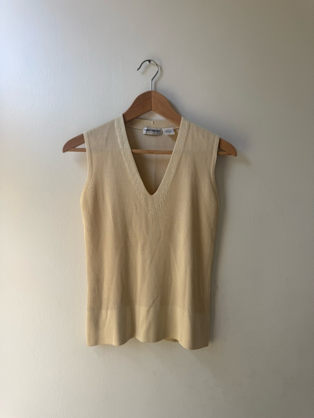 Barry Bricken Collection V-Neck Ribbed 100% Silk Tank